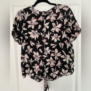 MADEWELL NWOT floral tie front top - M